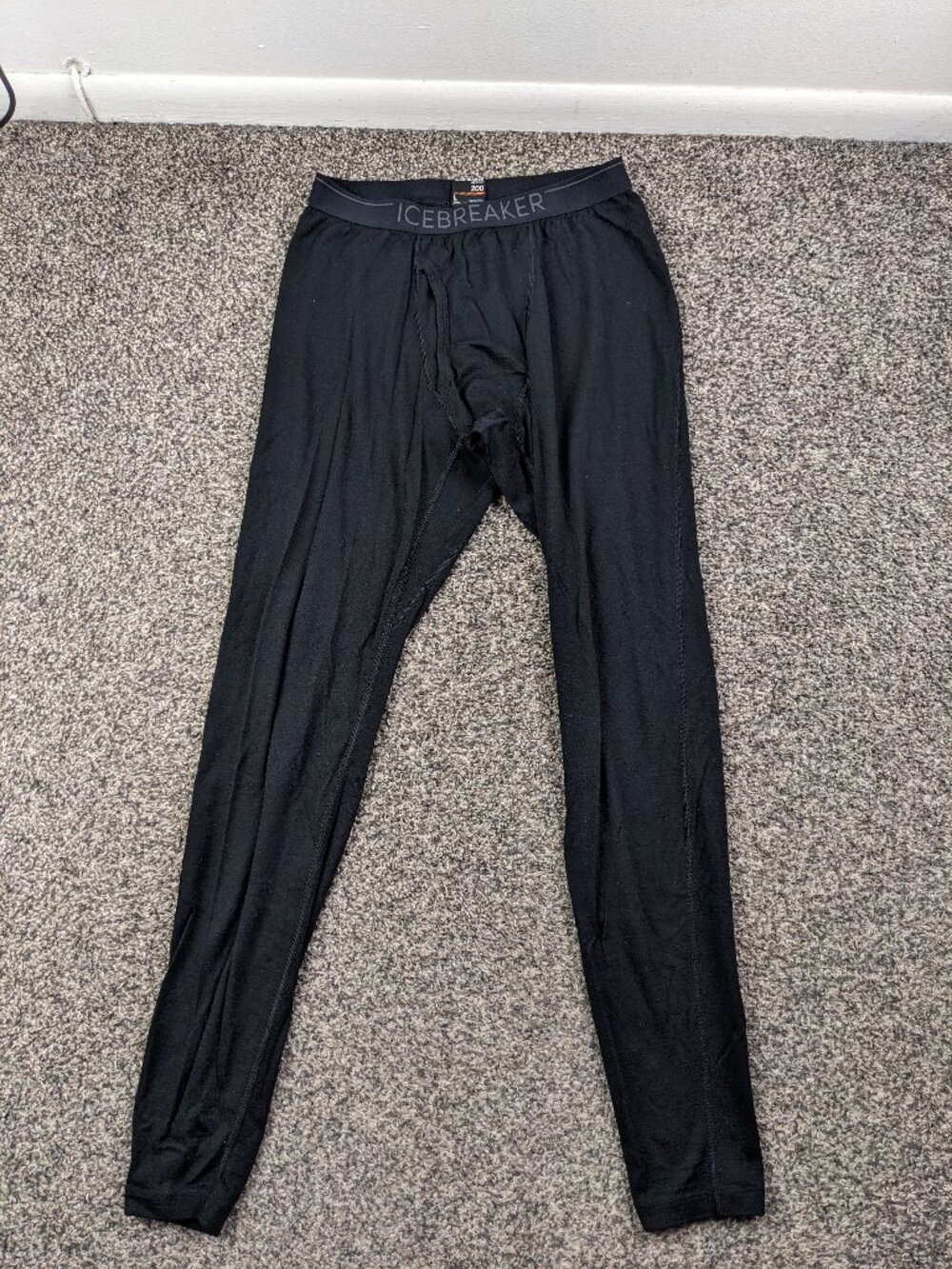 Icebreaker Oasis Pants Mens Large Black Merino 200 Wool Long Johns Base Layer